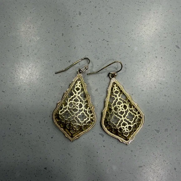 Kendra Scott Gold Filigree Teardrop Dangle Earrings - Picture 2 of 4